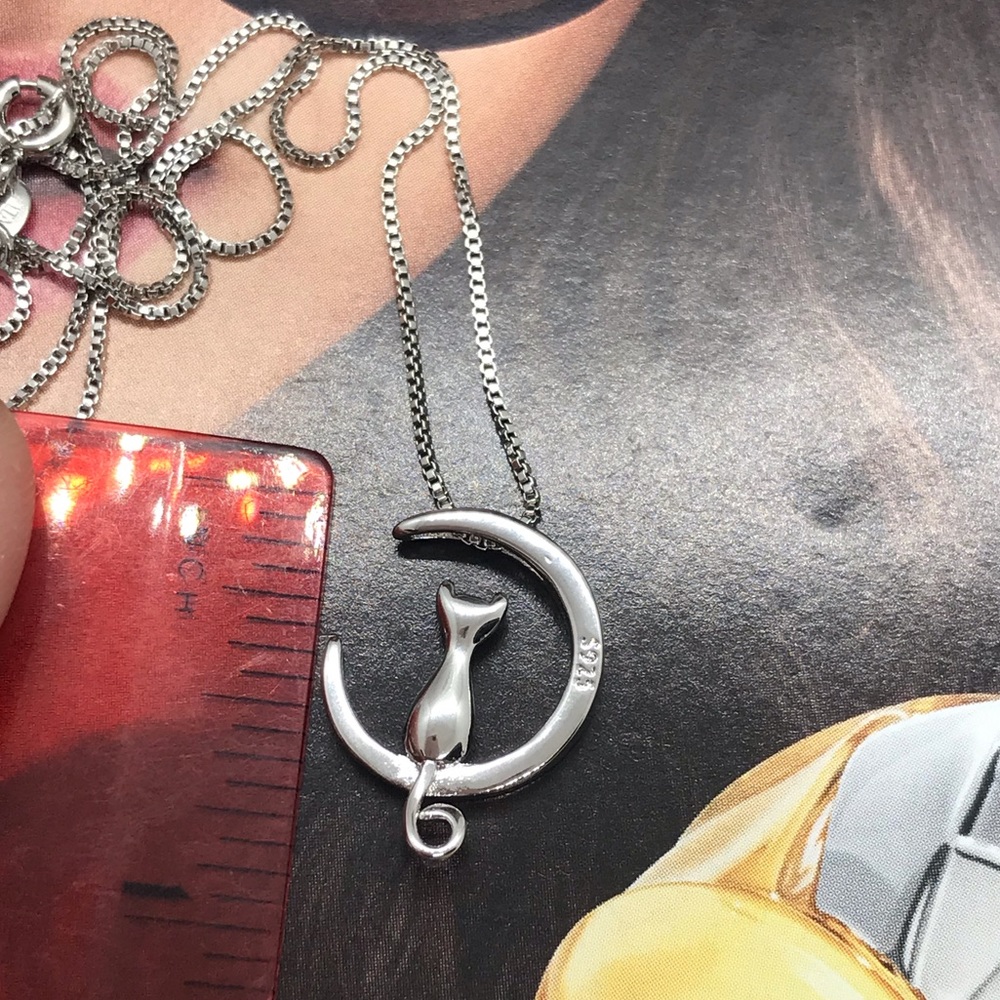 Sterling Silver 925 Cat Necklace - Picture 3 of 5